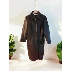 Liz Claiborne Women’s Wool Black Trench Long Pea Coat Jacket Size 10